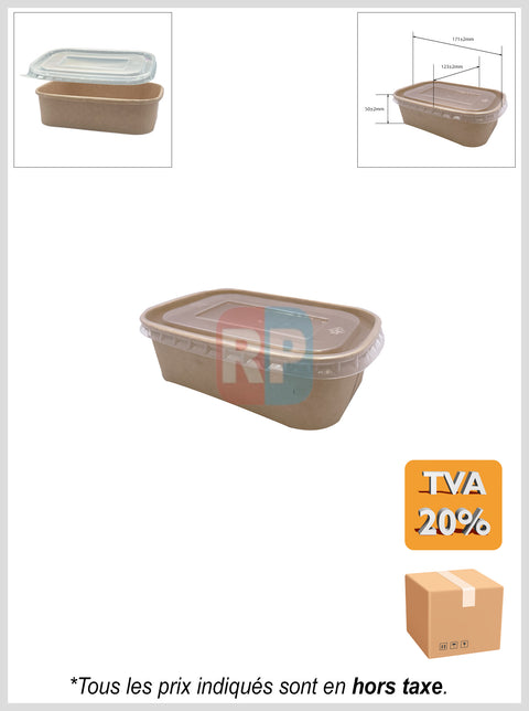 Boite rectangle kraft brun + couvercle
