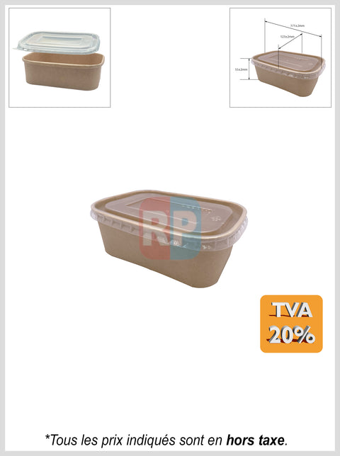 Boite rectangle kraft brun + couvercle