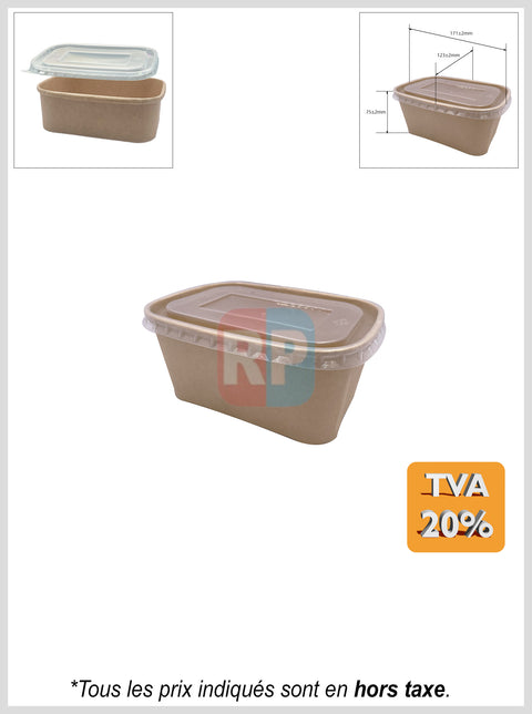 Boite rectangle kraft brun + couvercle