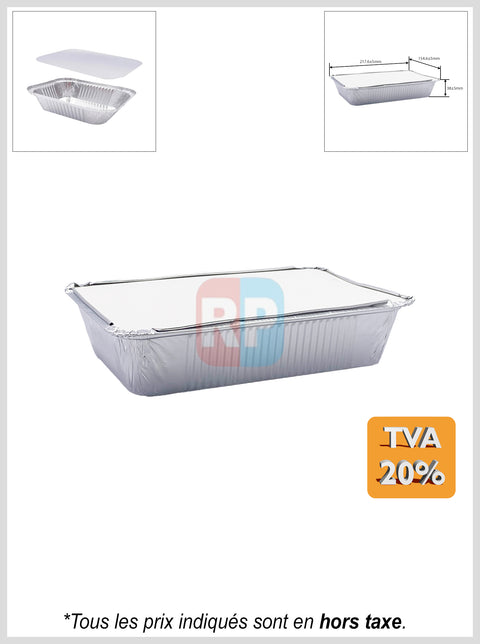 Barquette aluminium rectangle + couvercle