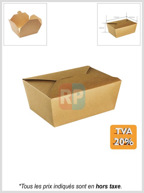 Boîte à repas ingraissable kraft brun