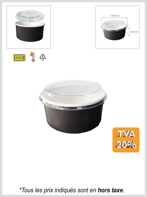 Bol en kraft noir + couvercle