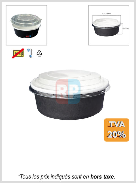 Bol en kraft noir + couvercle