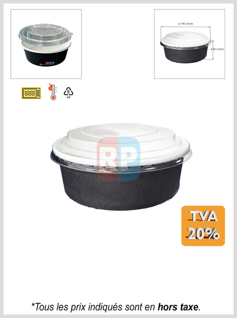 Bol en kraft noir + couvercle