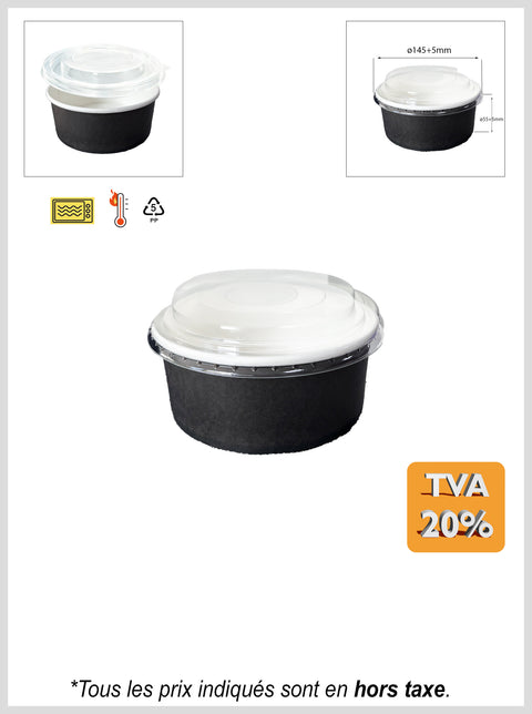 Bol en kraft noir + couvercle