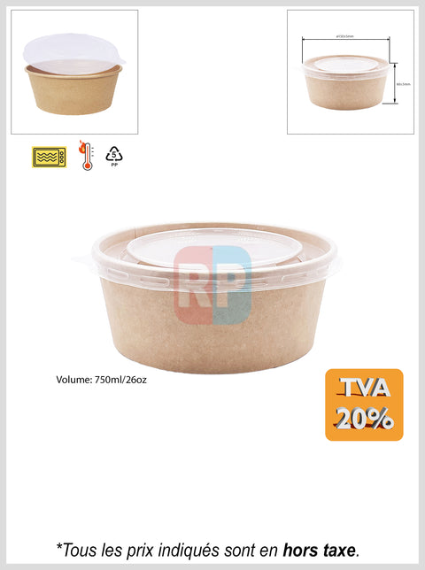 Bol kraft brun + couvercle