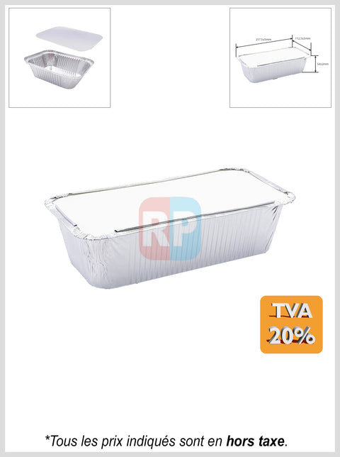 Barquette aluminium rectangle + couvercle