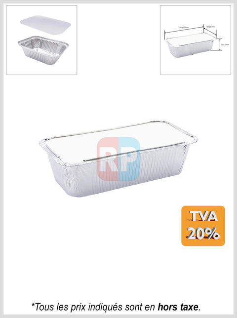 Barquette aluminium rectangle + couvercle