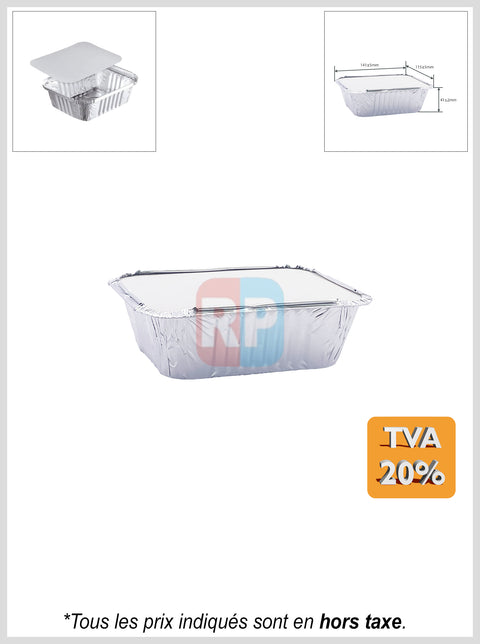 Barquette aluminium rectangle + couvercle
