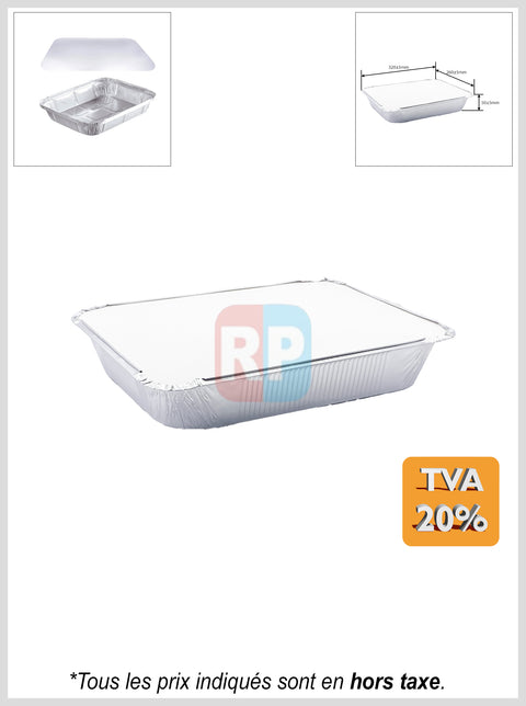 Barquette aluminium rectangle + couvercle