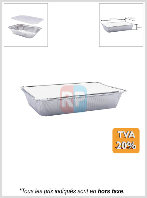 Barquette aluminium rectangle + couvercle