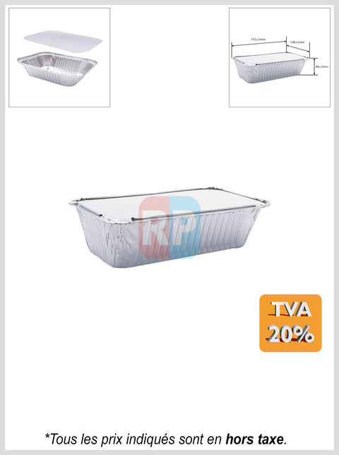 Barquette aluminium rectangle + couvercle