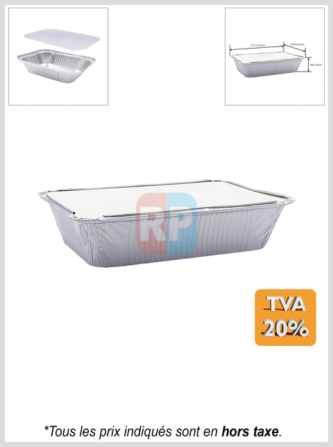 Barquette aluminium rectangle + couvercle