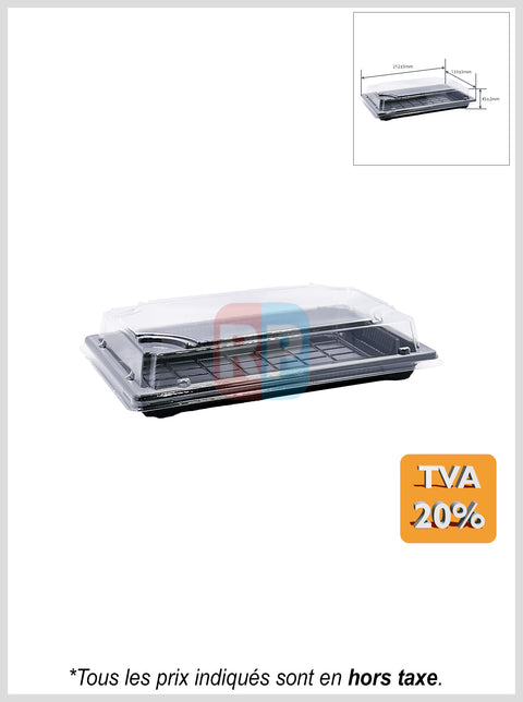Barquette sushi PS + couvercle PET