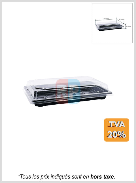 Barquette sushi PS + couvercle PET