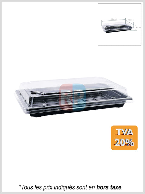 Barquette sushi PS + couvercle PET