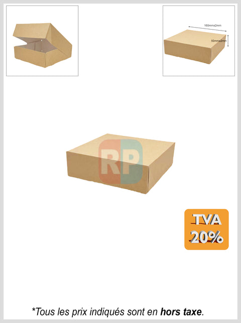 Boite pâtissière carré kraft brun