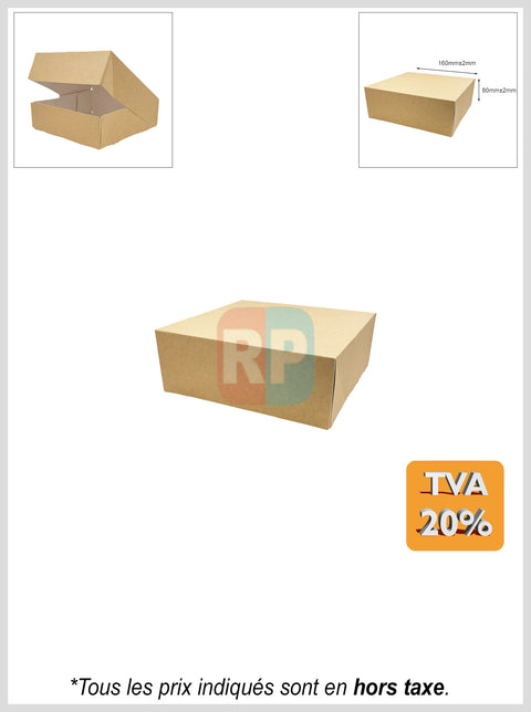 Boite pâtissière carré kraft brun