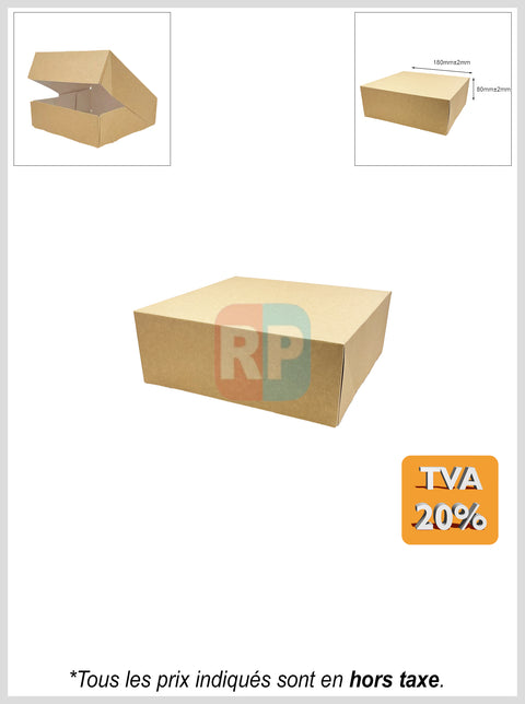 Boite pâtissière carré kraft brun