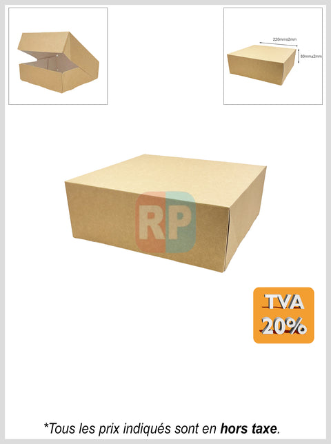 Boite pâtissière carré kraft brun