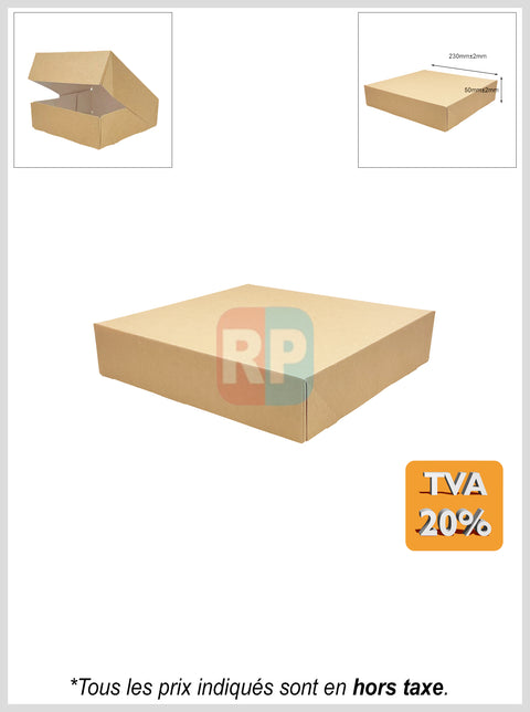 Boite pâtissière carré kraft brun