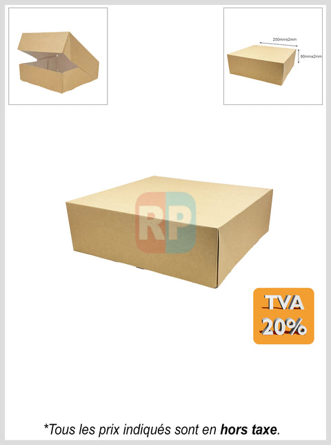 Boite pâtissière carré kraft brun