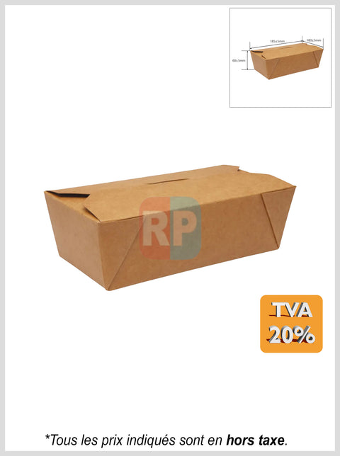 Boîte à repas ingraissable kraft brun