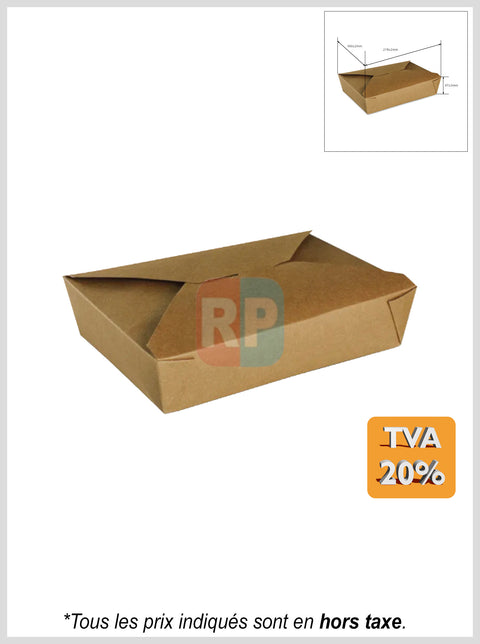 Boîte à repas ingraissable kraft brun