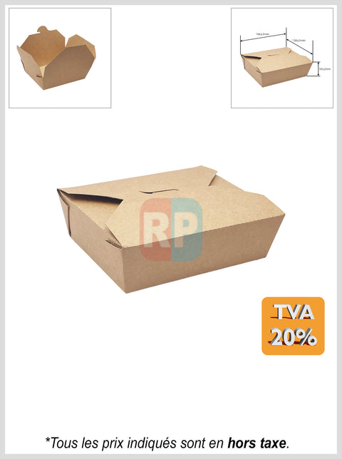 Boîte à repas ingraissable kraft brun