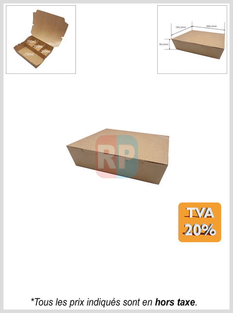 Boîte ingraissable kraft à compartiments